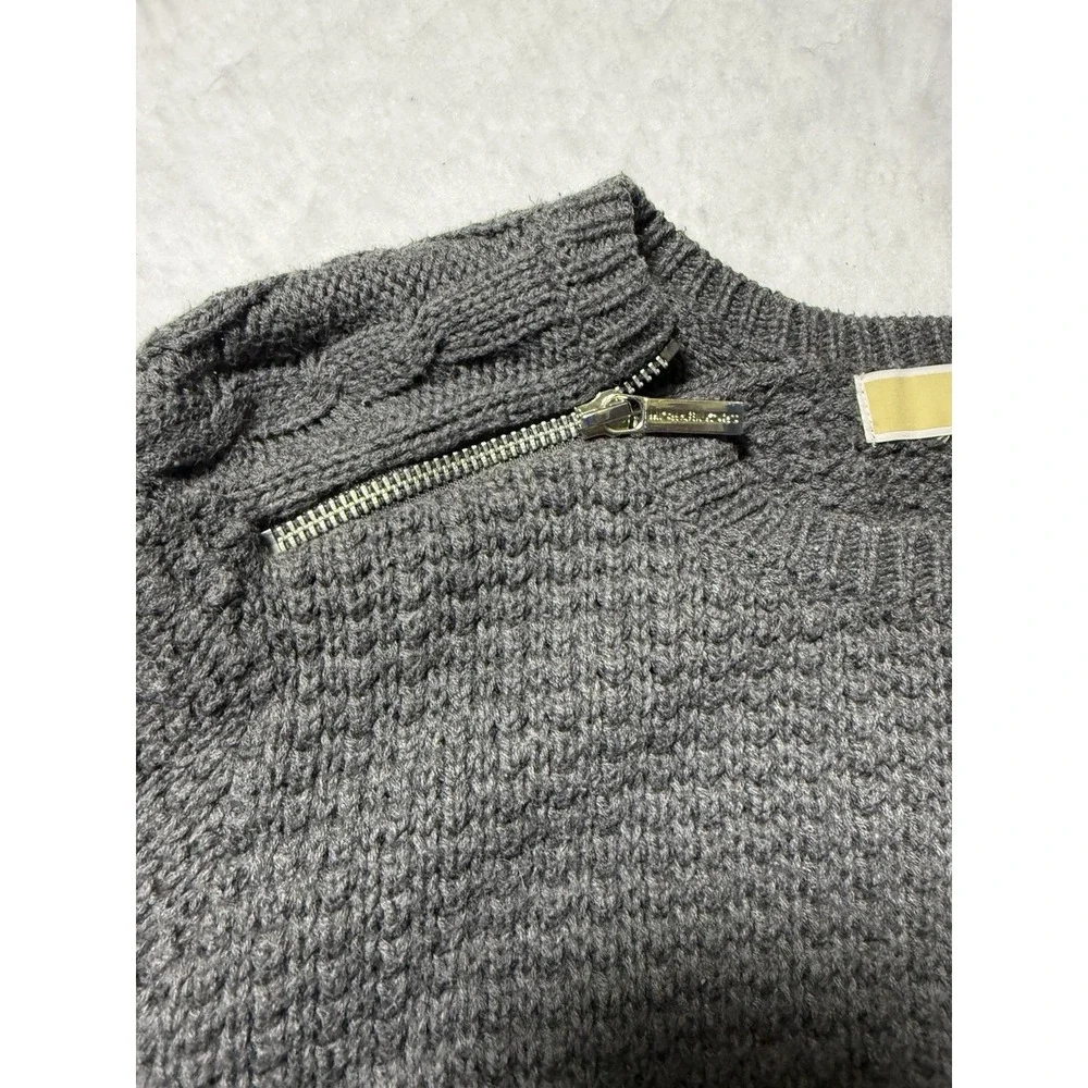 MICHAEL Michael Kors Grey Cable Knit Sweater with Shoulder Zippers Women's‎ Sz M